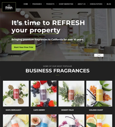 California Fresh Scent commercial fragrance solutions website