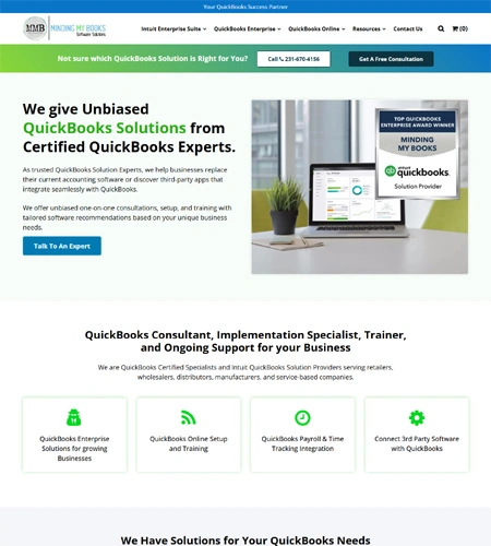 Minding My Books accounting and bookkeeping website development project