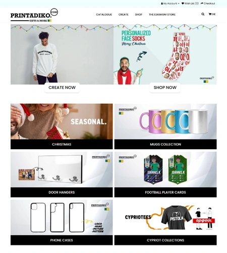 Printadiko custom printing services website design and development